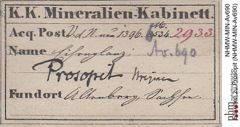 Etiketten zu Prosopit (NHMW-MIN-Av690)